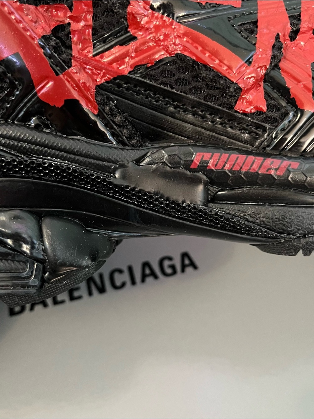 Balenciaga Red Graffiti Sneakers - Picture 5 of 12